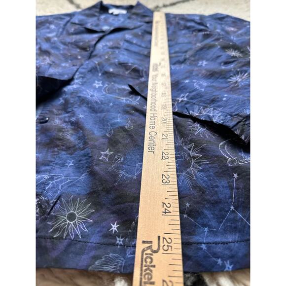 Johnny was BEJEWEL SLEEP pajamas Shirt blue castellation cotton button up xl - Picture 9 of 16